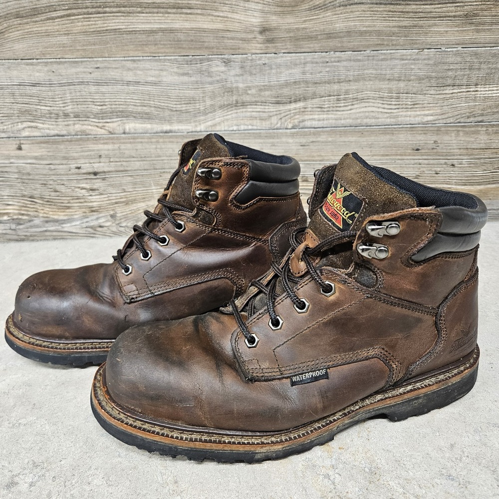 Thorogood Leather Boots Mens 10 W 804-3236 Round Toe Comp Safety Work